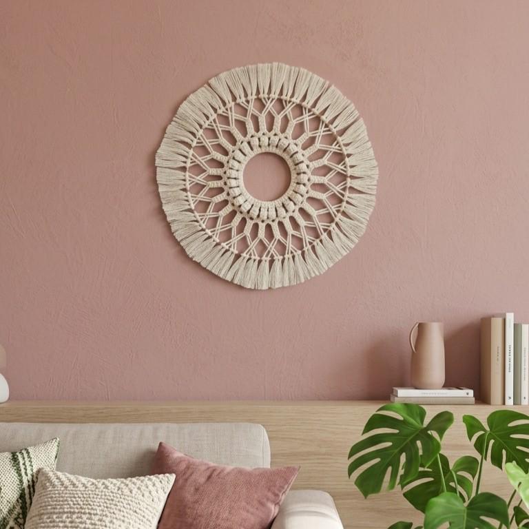 Sol da Vida – Macramé Redondo Artesanal para Parede e Centro de Mesa