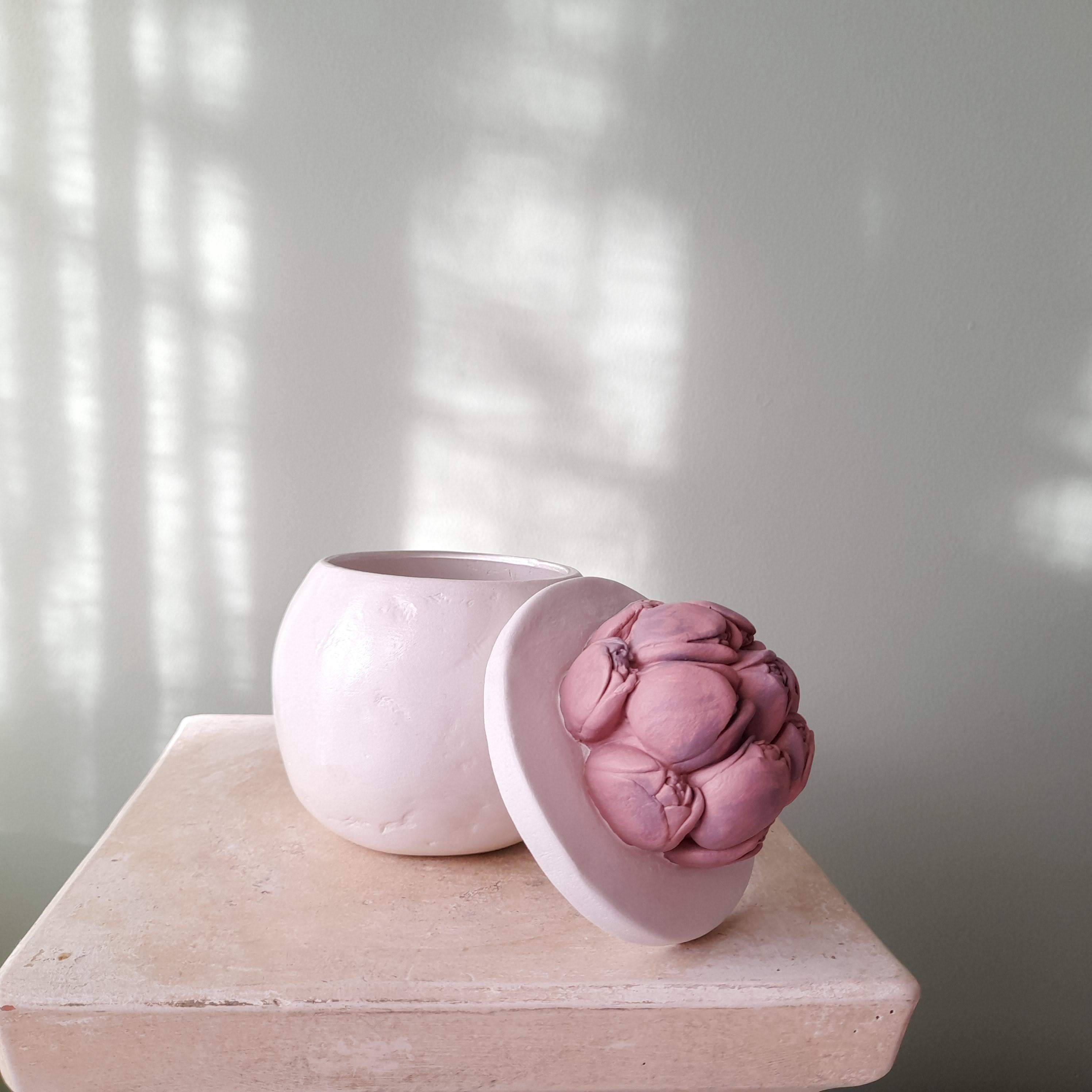 Tulip Jewelry Box – Handmade Air Dry Clay Box with Sculpted Floral Bouquet Lid