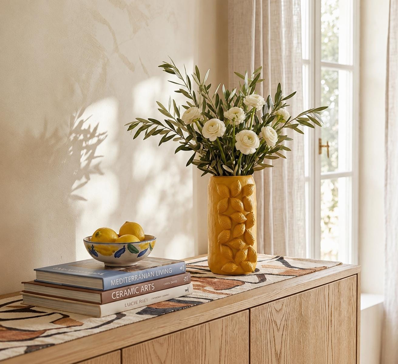 Lemon Vase – Handmade Air Dry Clay Sculpture with Sculpted Citrus Detail