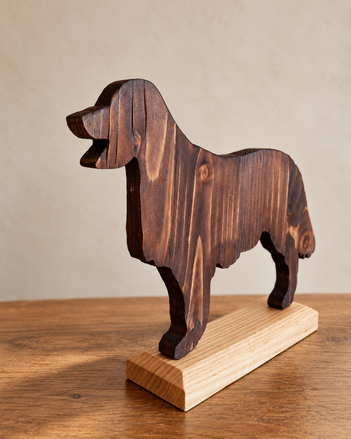 Escultura Cão em Madeira, Decoração Artesanal para Amantes de Cães