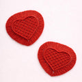 Corações Entrelaçados – Handmade Red Macrame Heart Set with Cotton Fringe