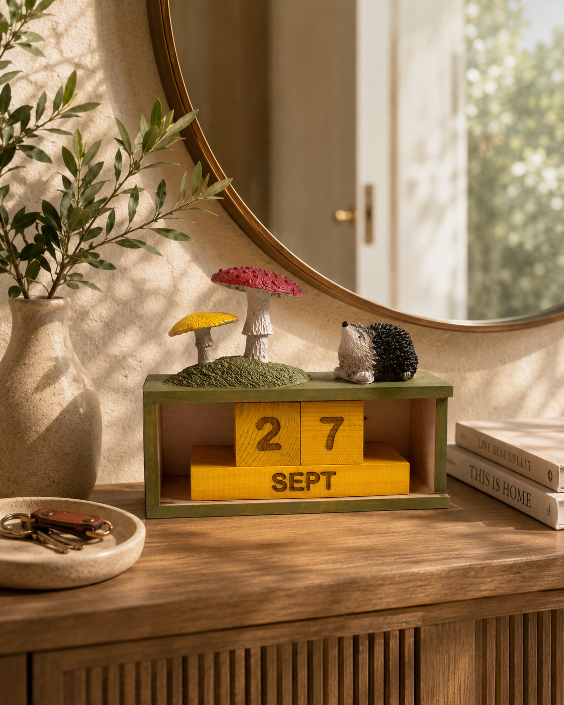 Calendrier perpétuel en bois fait main, calendrier de bureau manuel