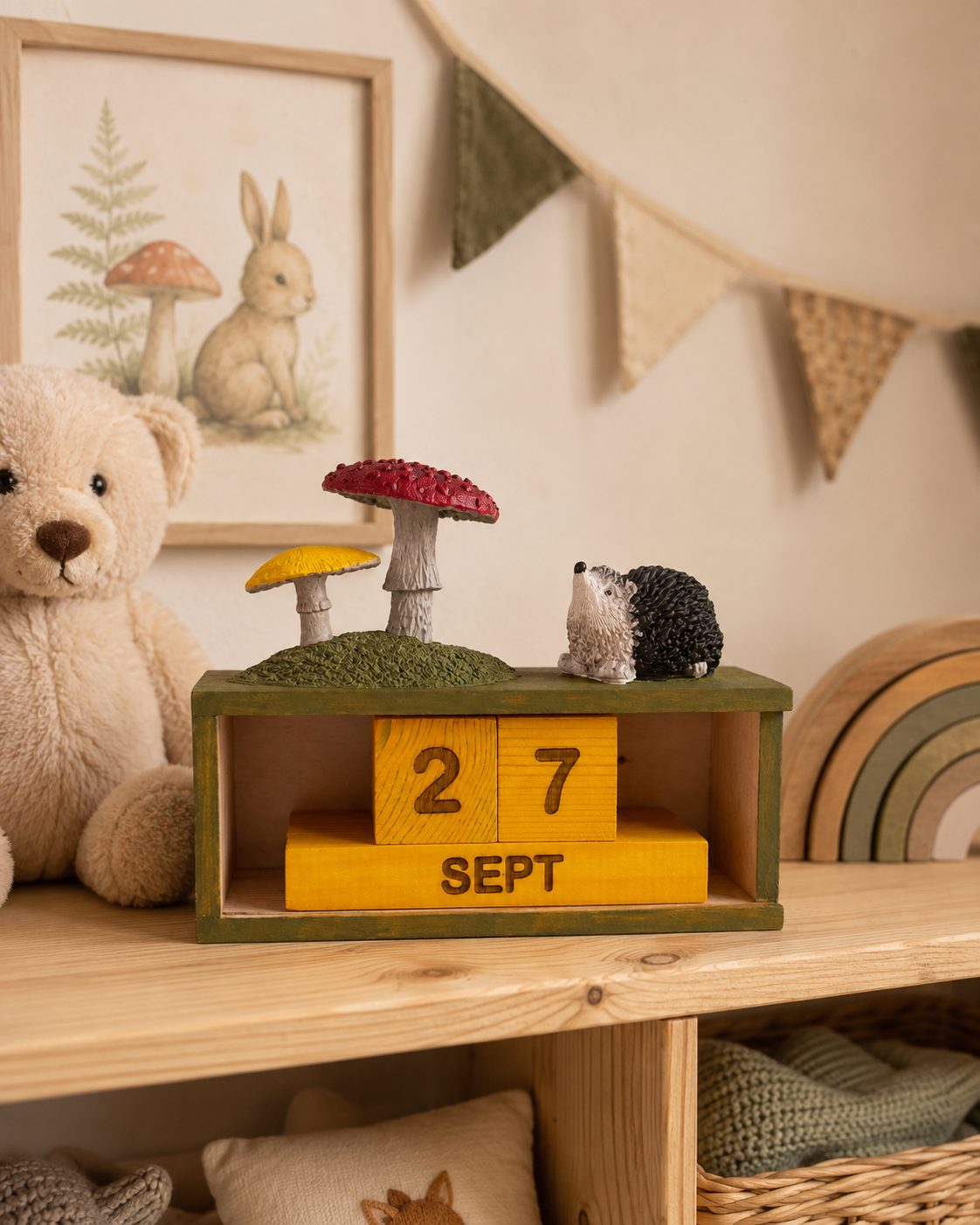Calendrier perpétuel en bois fait main, calendrier de bureau manuel