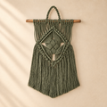 Tenture murale en macramé faite main avec bois flotté, 65 cm - Décoration murale bohème en coton naturel